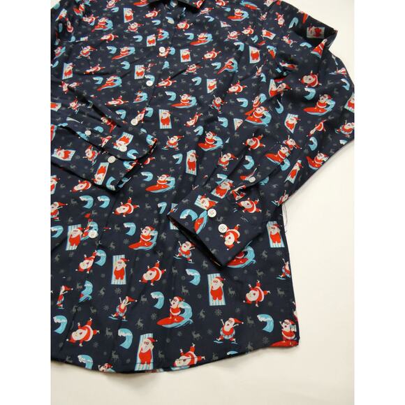 men's SIMON BANKS Christmas button up, Santa surfing, medium, NEW - Picture 3 of 3